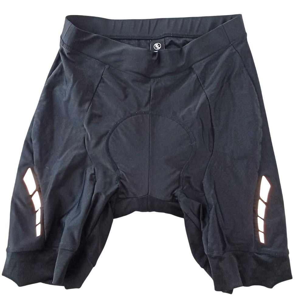 Souke Sports Mens Black Padded Cycling Shorts Reflective Accents Size Medium